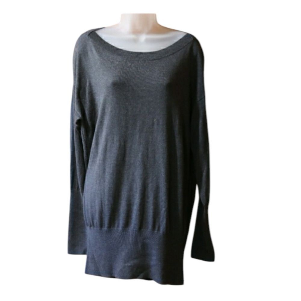 White House Black Market Gray Scoop Neck Sweater Large